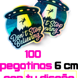 100 pegatinas personalizadas con tu logo – Vinilo Holográfico – 6 cm de diámetro