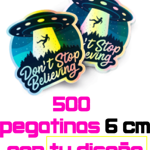500 pegatinas personalizadas con tu logo – Vinilo Holográfico – 6 cm de diámetro