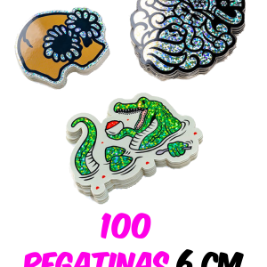 100 pegatinas personalizadas con tu logo – Vinilo Holográfico Glitter – 6 cm de diámetro